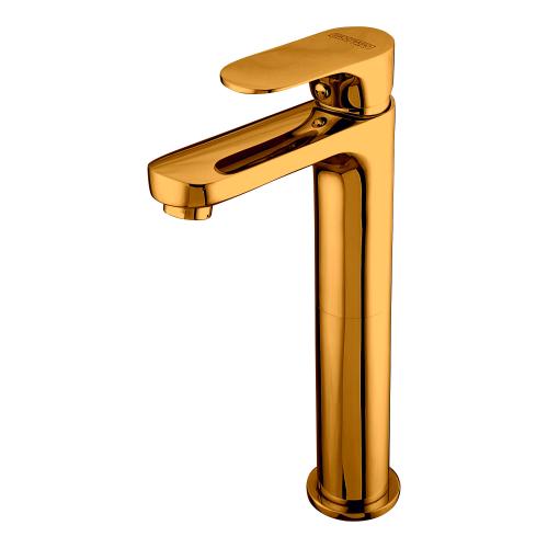 Single Liver Basin Mixer Jumbo with 600mm  Long SS Braided Hose  Gold